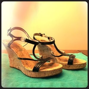 MK Black Strappy Wedges • Size 6
